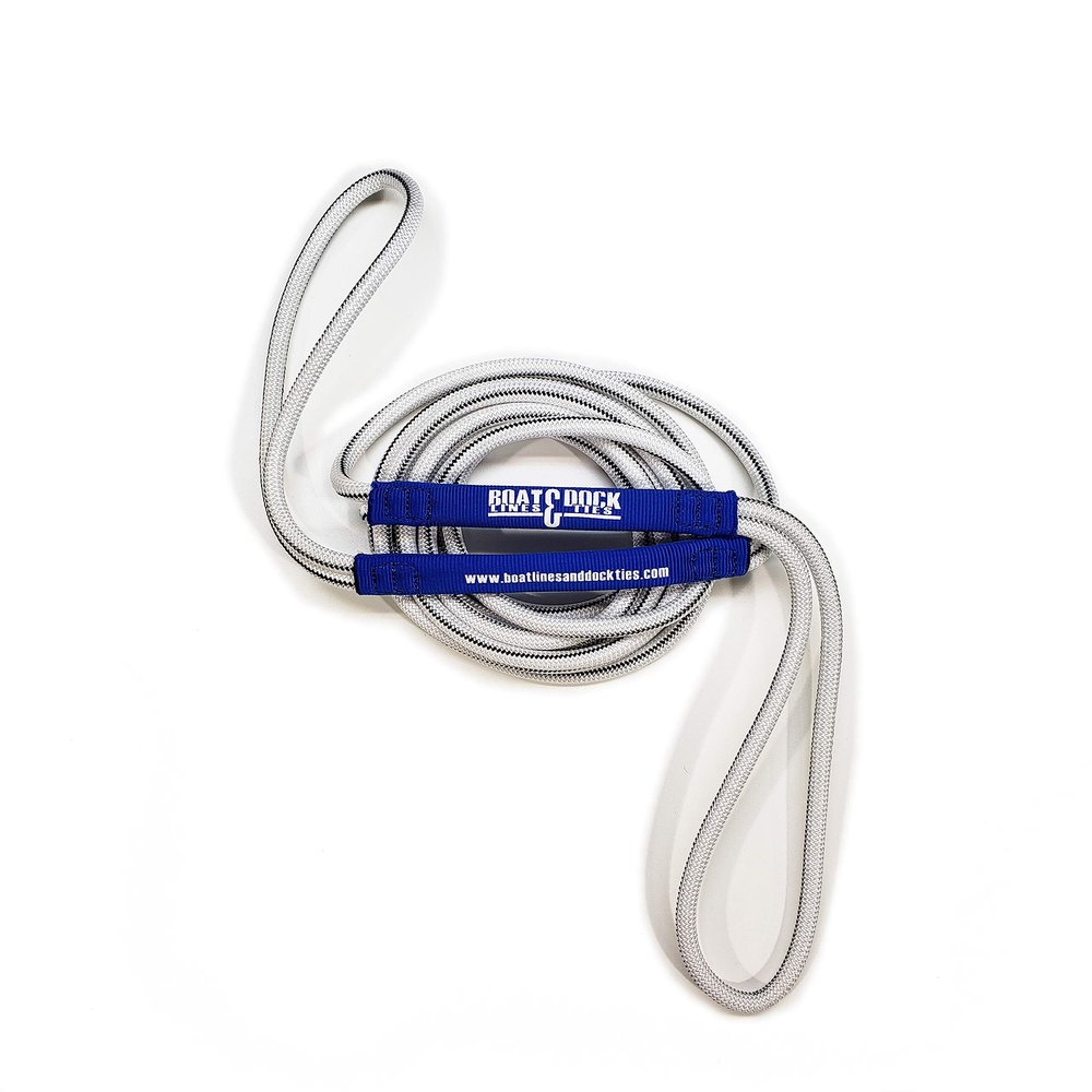 Boat Line Rope Bungee - Heavy Duty Line for Launching, Retrieving, Mooring and Docking (White/Blue, 10 Feet)