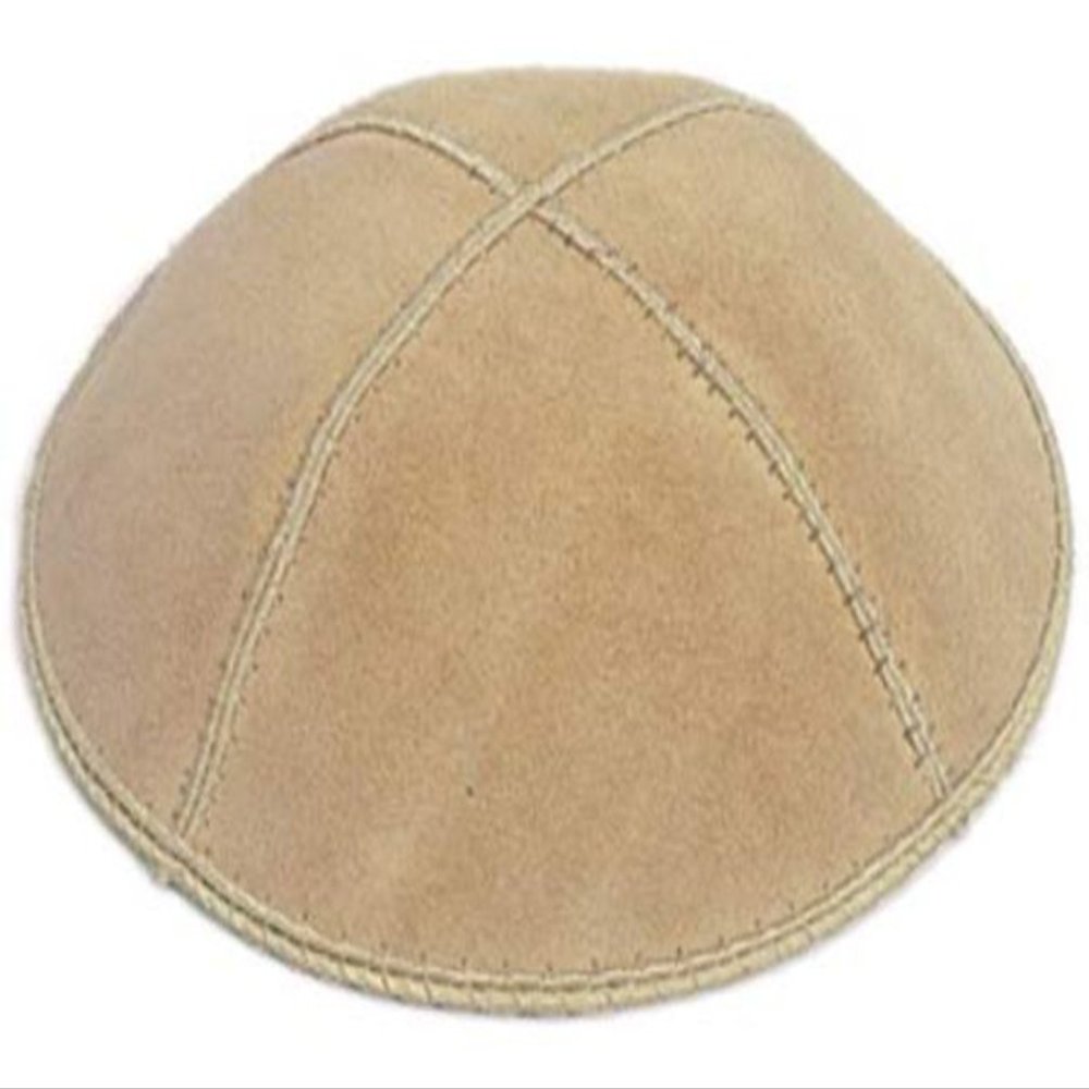 A1 Skullcap Suede Fabric Kippot Single or Bulk Kippah Optional Custom Imprinting Inside for Your Speacial Event  Tan