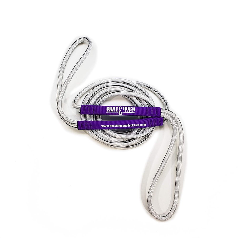 Boat Line Rope Bungee - Heavy Duty Line for Launching, Retrieving, Mooring and Docking (White/Purple, 25 Feet)