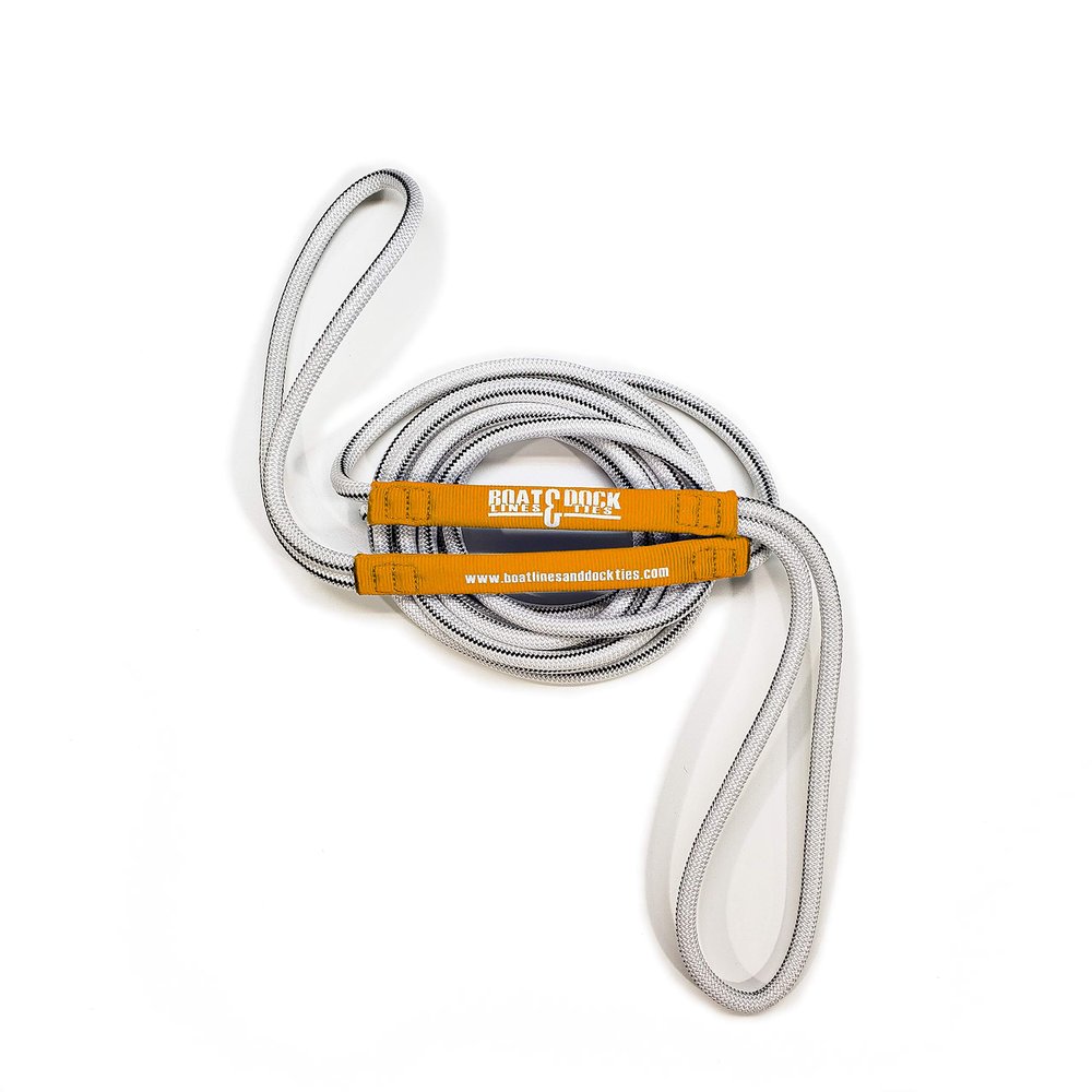 Boat Line Rope Bungee - Heavy Duty Line for Launching, Retrieving, Mooring and Docking (White/Orange, 10 Feet)