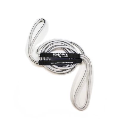 Boat Line Rope Bungee - Heavy Duty Line for Launching, Retrieving, Mooring and Docking (White/Black, 10 Feet)