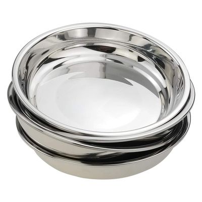 Anbers 18/10 Stainless Round Dinner Plates Dishes, 9.4-INCH Camping Plate, 4 Packs