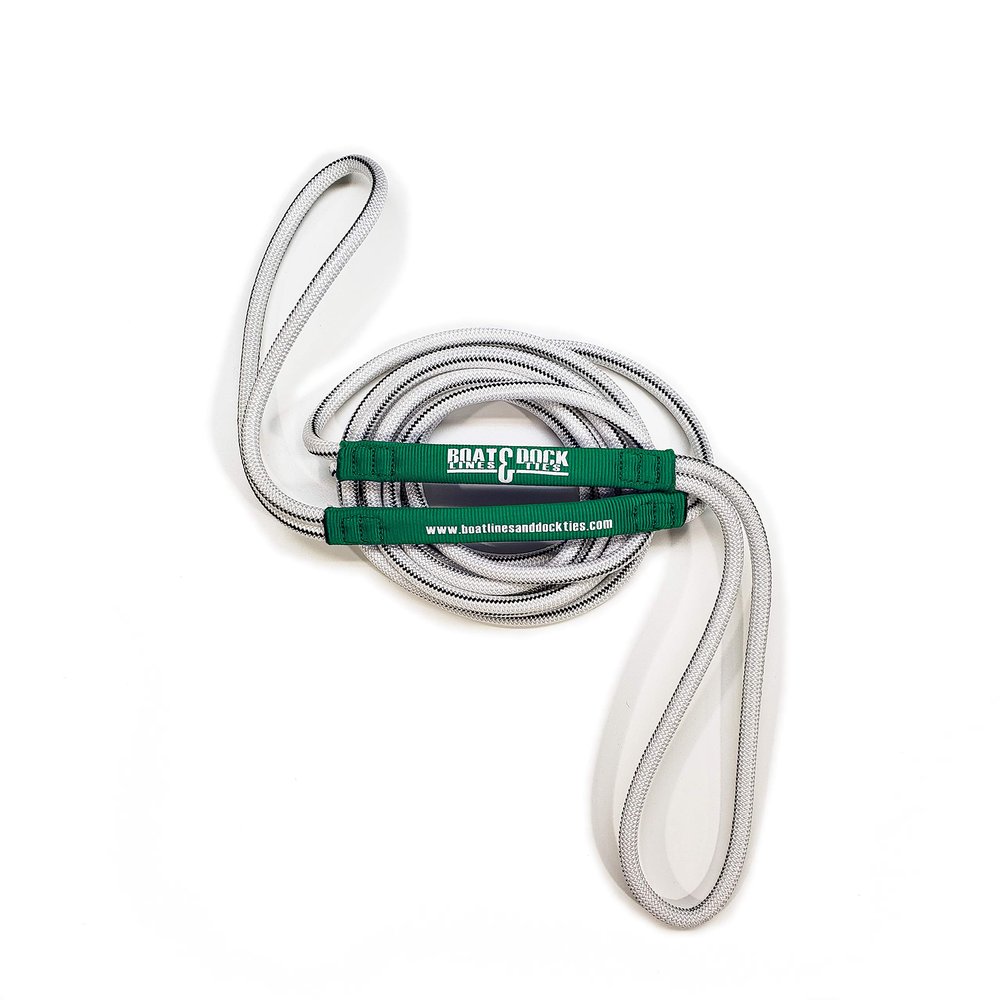 Boat Line Rope Bungee - Heavy Duty Line for Launching, Retrieving, Mooring and Docking (White/Green, 25 Feet)