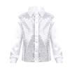 FEESHOW Kids Big Boys Shiny Sequined Shirt Vest Waistcoat Jacket for Wedding Prom Dance Performance Costume White 7-8 view 1