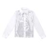 FEESHOW Kids Big Boys Shiny Sequined Shirt Vest Waistcoat Jacket for Wedding Prom Dance Performance Costume White 7-8 view 3