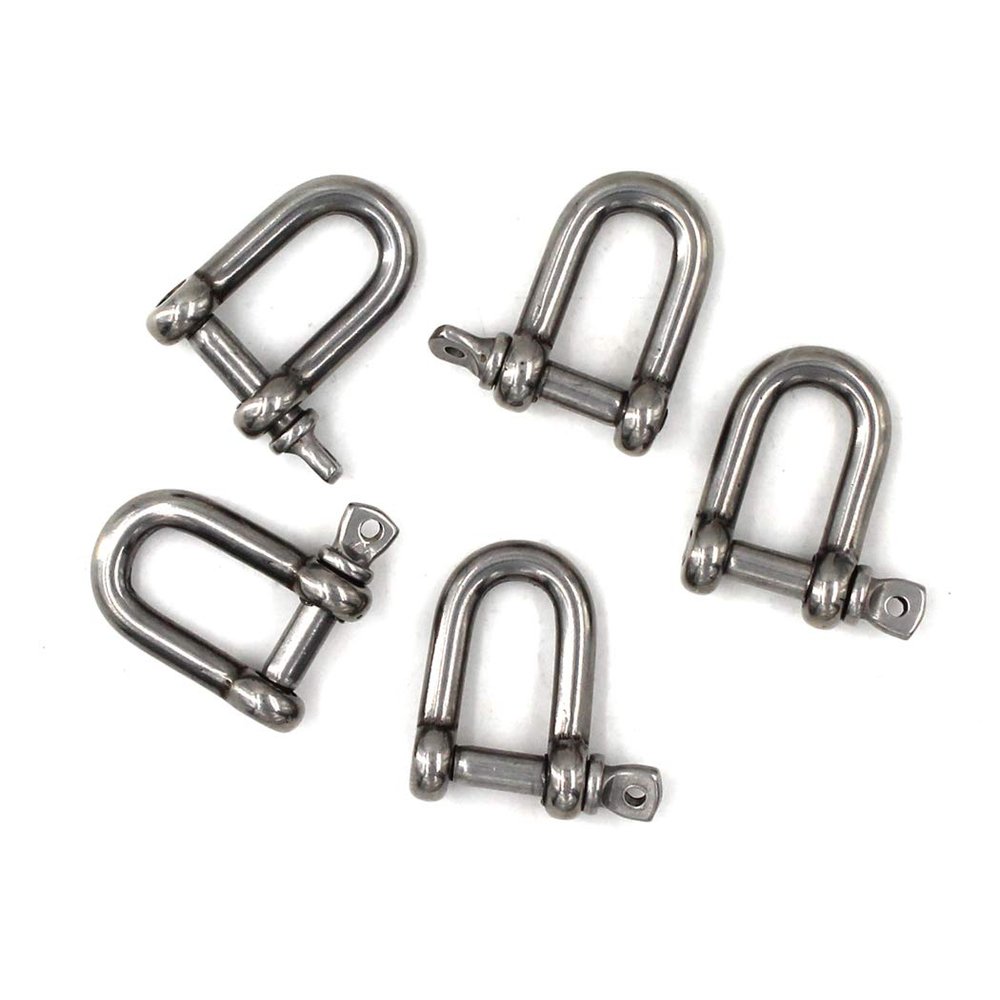 M4 D Ring Shackle Boat Anchor Shackle 304 Stainless Steel Chain Shackle Screw Pin D Shackle Pack of 15