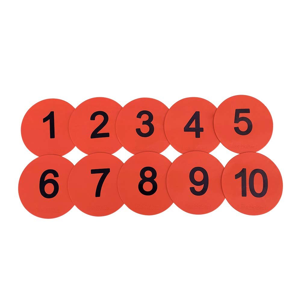 Eco Walker 8inch Numbered Floor Spot Markers Set of 5 (Red 1-10)