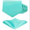 TIE G Solid Satin Woven dyed Color Formal Black Necktie and Pocket Square Sets in Gift Box (Aqua) view 1