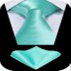 TIE G Solid Satin Woven dyed Color Formal Black Necktie and Pocket Square Sets in Gift Box (Aqua) view 2
