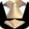 TIE G Solid Satin Woven dyed Color Formal Black Necktie and Pocket Square Sets in Gift Box (Beige) view 2