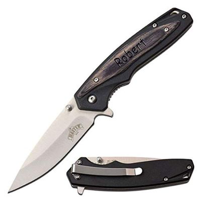 GIFTS INFINITY Free Engraving Pocket Knife (MU-A095) (Grey)