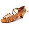 HIPPOSEUS Girls Latin Salsa Dance Shoes Beige Salsa Ballroom Danc Party Shoes, 4 M Big Kid view 1