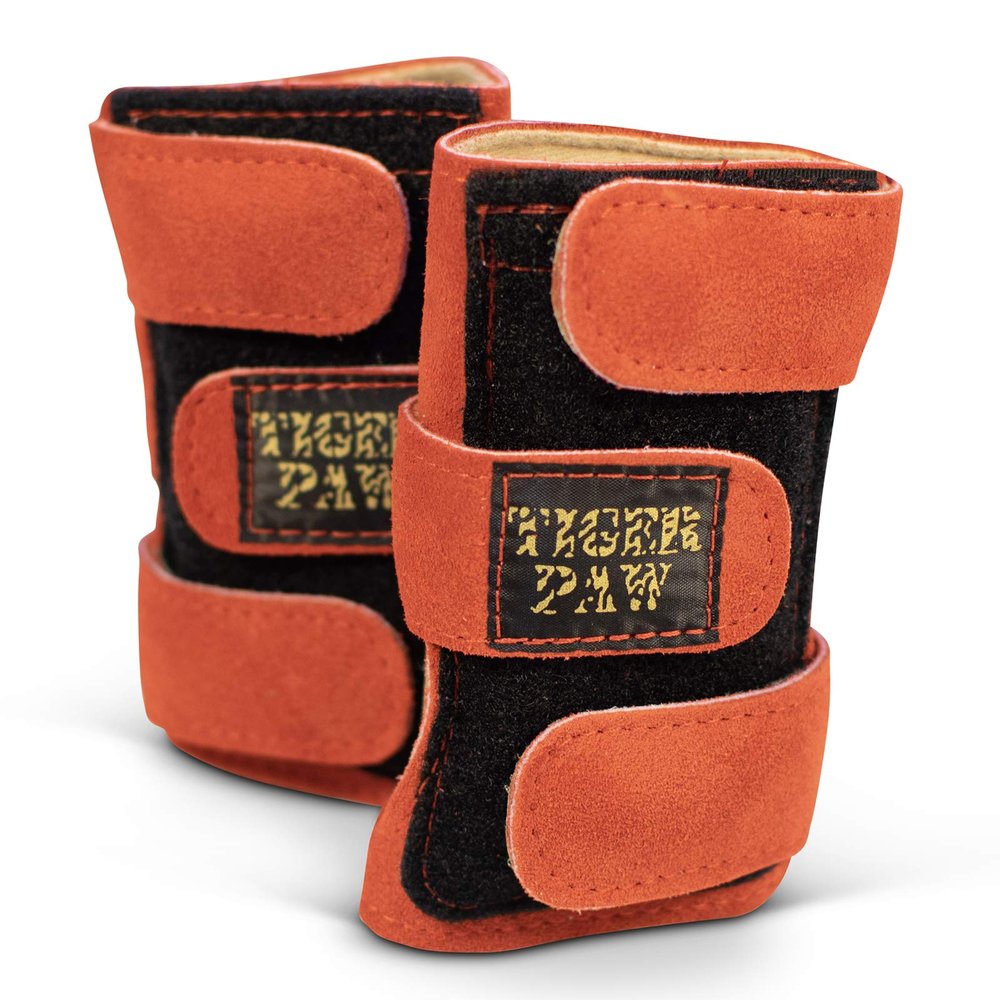 Tiger Paw Authentic Gymnastics Wrist Supports (Sold in Pairs)- Original Competition-Grade Gymnastics Wrist Guards, Wrist Support Braces, Adjustable, Made in USA Hand Wraps (Red)