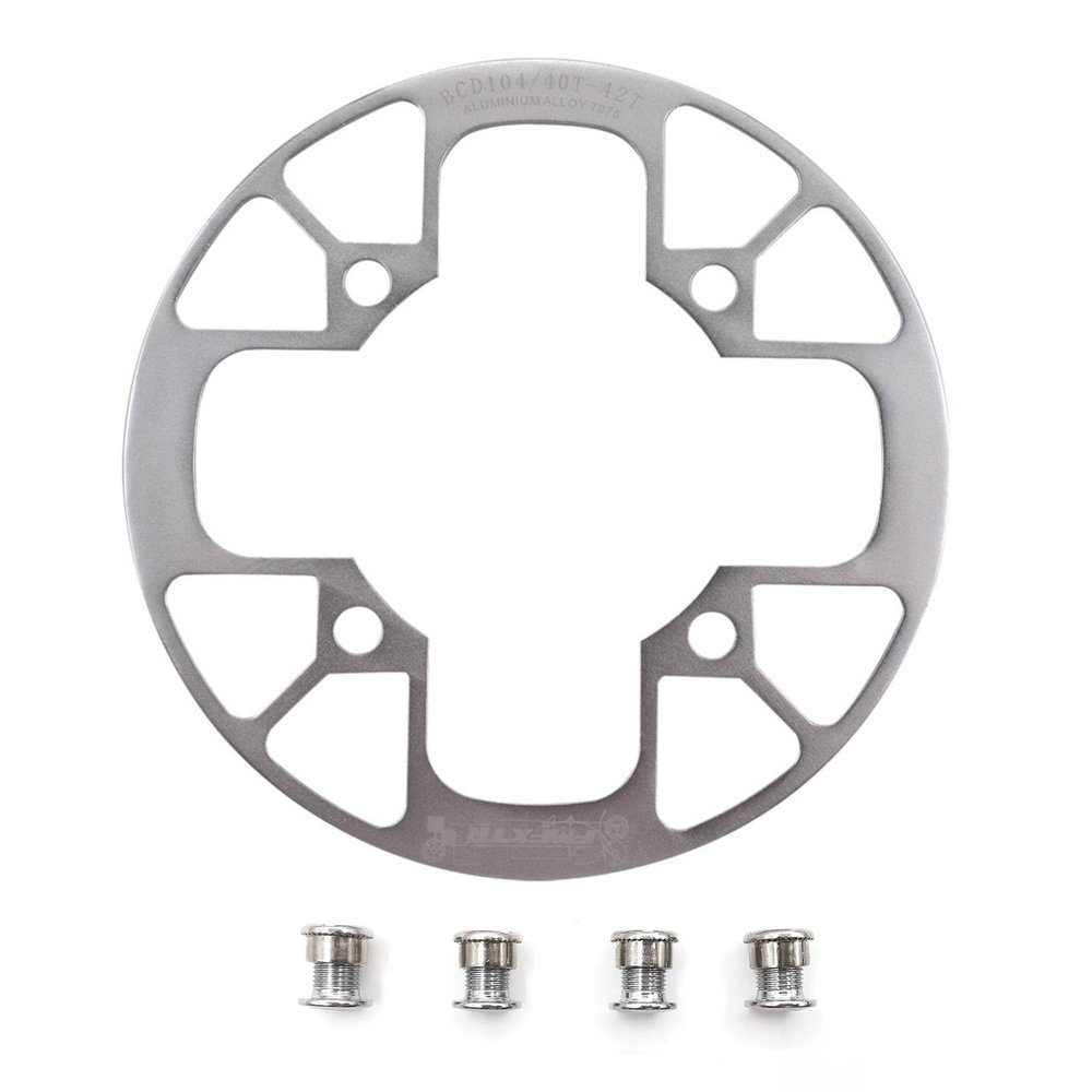 UPANBIKE Montain Bike Chainring Guard 104 BCD Aluminum Alloy Chain Ring Protector Cover for 32~34T 36~38T 40~42T Chainring Sprockets (Silver, 32T~34T)