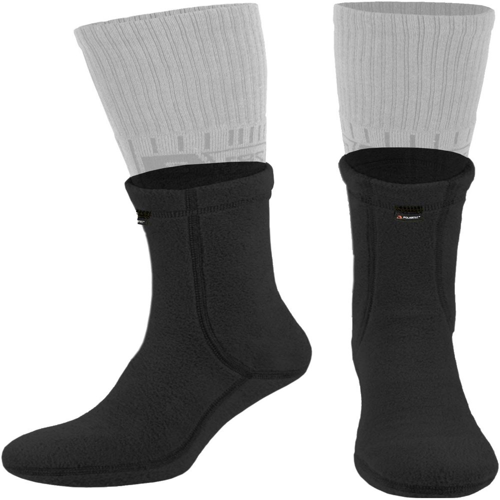 281Z Hiking Warm 6 inch Liners Boot Socks - Military Tactical Outdoor Sport - Polartec Fleece Winter Socks (Large, Black)
