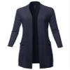 Casual Solid and Print Long Length Knit Cardigan Heather Navy S view 2