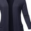 Casual Solid and Print Long Length Knit Cardigan Heather Navy S view 4