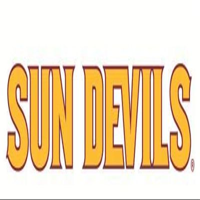 4 Inch Sun Devils Logo Decal Gold Text on White ASU Arizona State University Devils AZ Removable Wall Sticker Art NCAA Home Room Decor 4 by 1 Inches