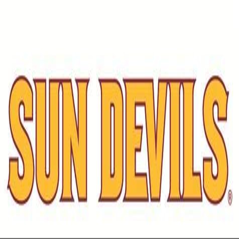 4 Inch Sun Devils Logo Decal Gold Text on White ASU Arizona State University Devils AZ Removable Wall Sticker Art NCAA Home Room Decor 4 by 1 Inches