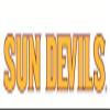 4 Inch Sun Devils Logo Decal Gold Text on White ASU Arizona State University Devils AZ Removable Wall Sticker Art NCAA Home Room Decor 4 by 1 Inches view 1