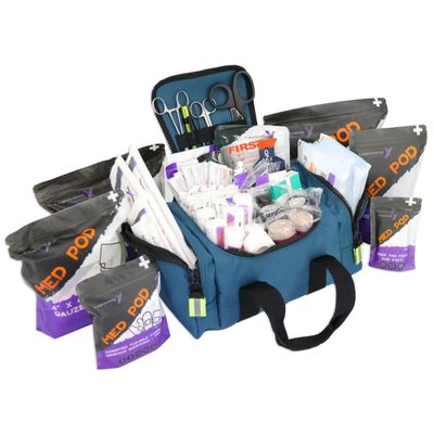 Lightning X Value Compact Medic First Responder EMS/EMT Stocked Trauma Bag w/Basic Fill Kit A - Blue