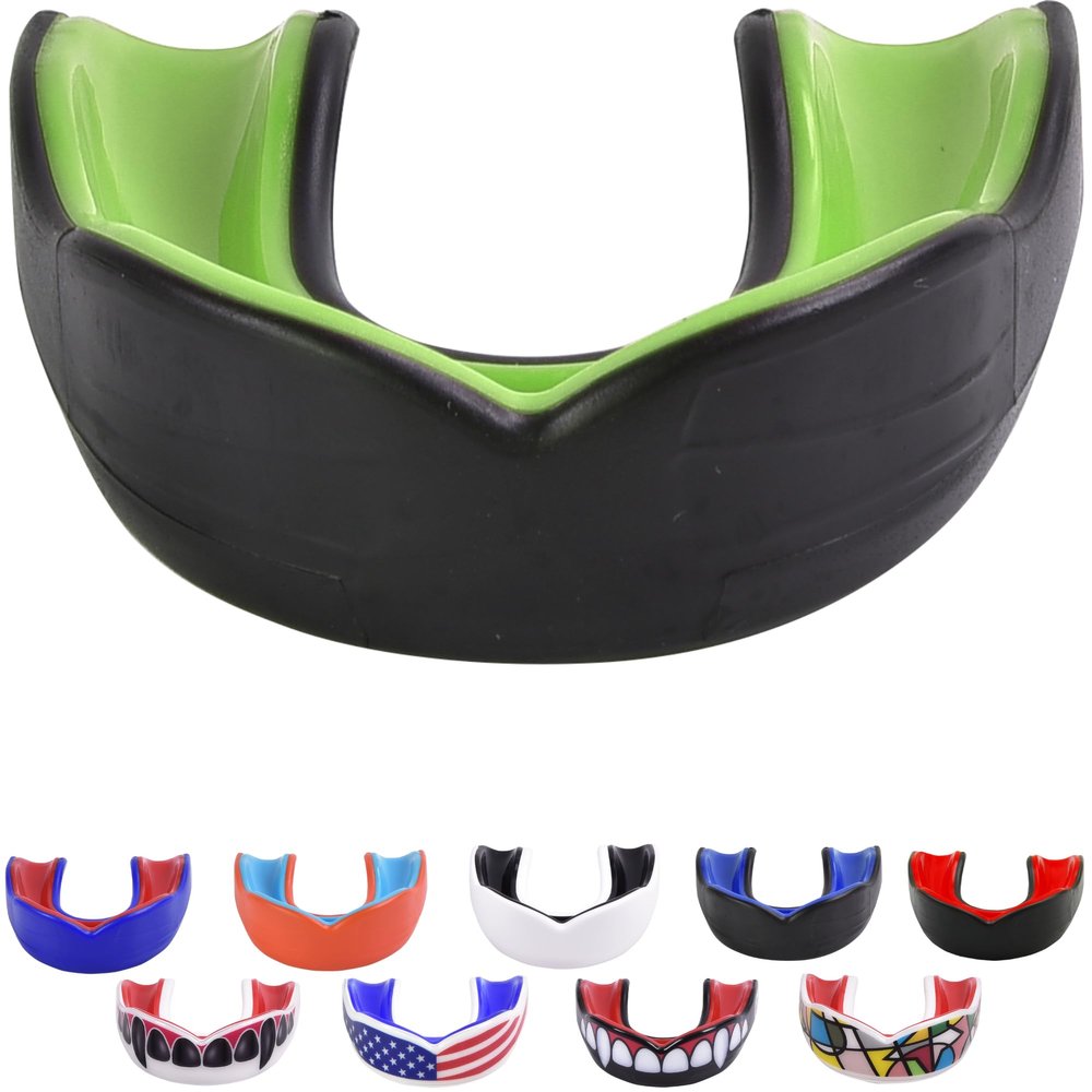 Oral Mart Black/Green Adult Mouth Guard - Adult Sports Mouth Guard for Karate, Boxing, Sparring, Football, Field Hockey, BJJ, Muay Thai,Soccer, Rugby, Martial Arts