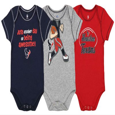 Outerstuff NFL Boys Newborn and Infant Assorted Team 3 Pack Creeper Set, Houston Texans 18 Months