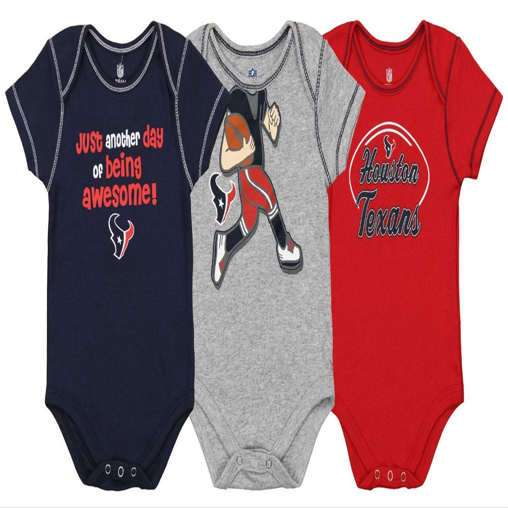 Outerstuff NFL Boys Newborn and Infant Assorted Team 3 Pack Creeper Set, Houston Texans 18 Months