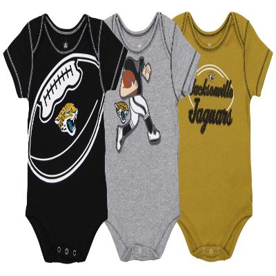 Outerstuff NFL Boys Newborn and Infant Assorted Team 3 Pack Creeper Set, Jacksonville Jaguars 18 Months