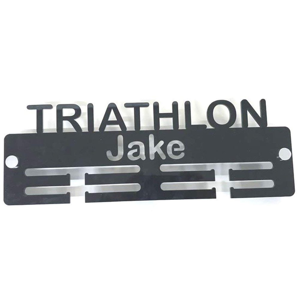 Super Cool Creation Personalised"Triathlon" Medal Hanger - Lime Green