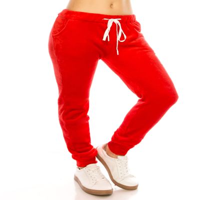 ALWAYS Women's Fluffy Plush Jogger Pants - Super Soft Winter Warm Cozy Pajama Furry Sleepwear Sweatpants Red L