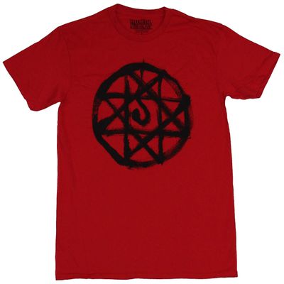Fullmetal Alchemist Mens T-Shirt - AL's Blood Seal Image (Medium) Red