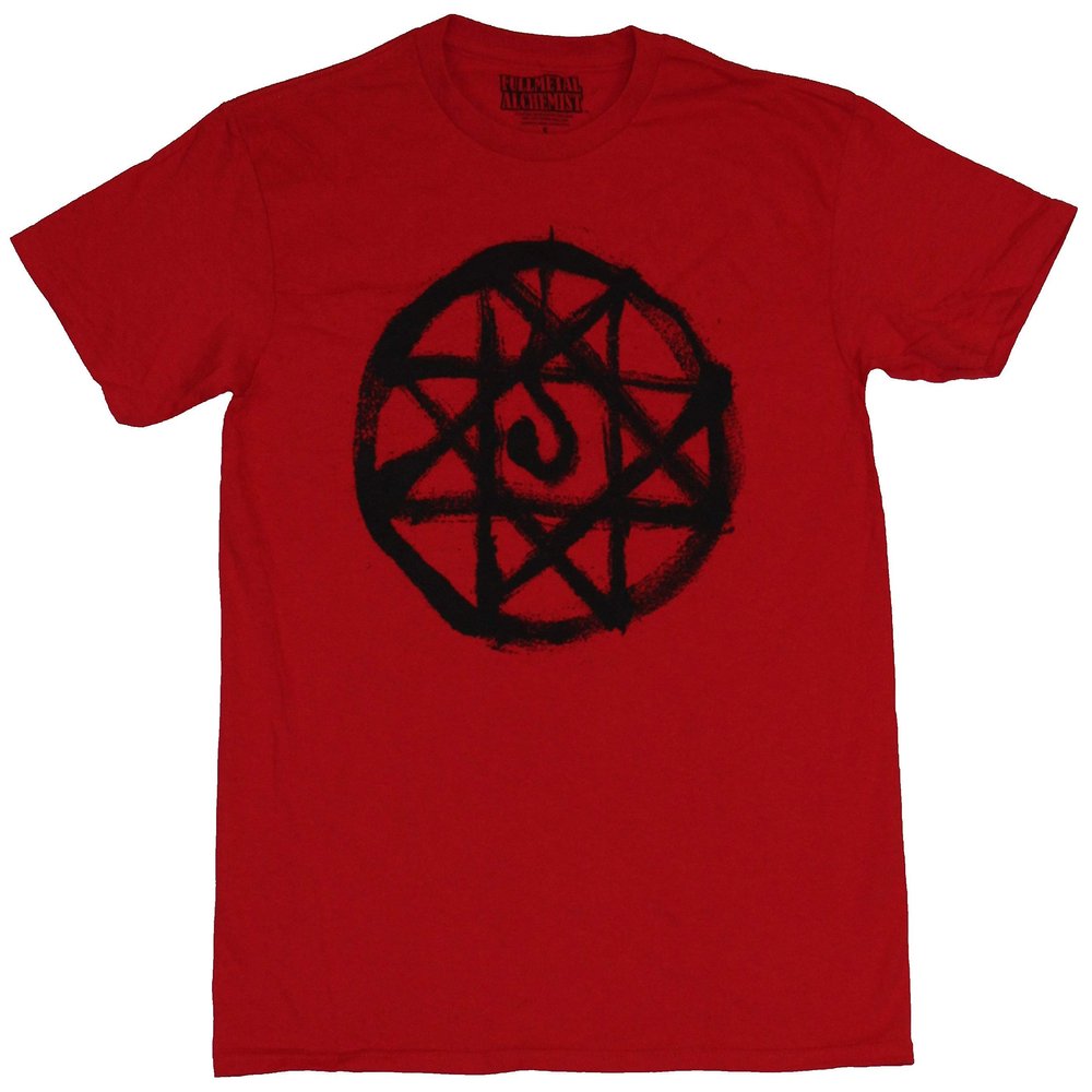 Fullmetal Alchemist Mens T-Shirt - AL's Blood Seal Image (Medium) Red