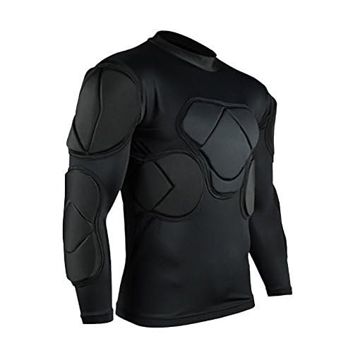 IUTZCAXU Body Safe Guard Padded Compression Shirts, Long Sleeve Shoulder Rib Chest Protector Suit for Football