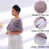 Fdesigner Leiothrix Women's Short 1920 Faux Fur Shawl Bridal Wedding Fur Wraps and Shawls Faux Mink Shawl for Women and Girls (Grey) view 4