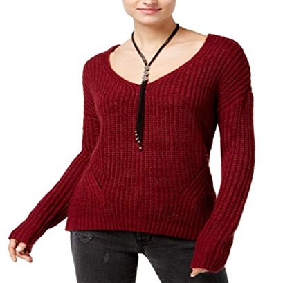 American Rag Juniors Lace Up Back Sweater Wine XS