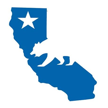 California Republic Cali State Map Cali Bear Vinyl Sticker Decals (Pack of 2) for Car Bumper Window Laptop Tablet Phone (4" x 3.4", Blue)