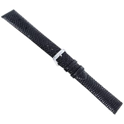 19mm Milano Black Genuine Lizard Unstitched Mens Watch Band 753 634 X-LONG