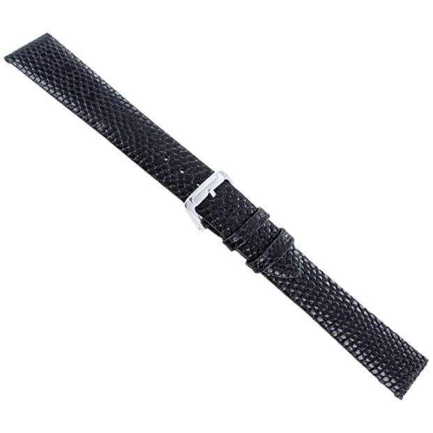 19mm Milano Black Genuine Lizard Unstitched Mens Watch Band 753 634 X-LONG