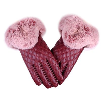 Ealafee Womens Yellow Winter Leather Gloves Wrist Length Gloves Winter Driving Gloves