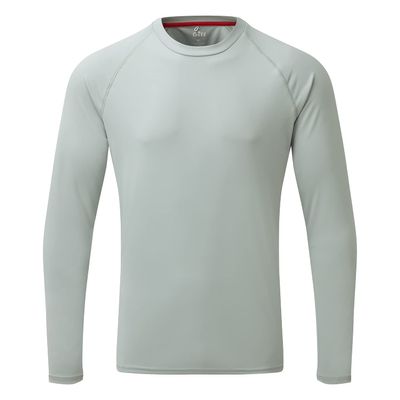 Gill Mens UV Tec Long Sleeve T-Shirt Top - 50+ UPF Sun Protection, Lightweight & Quick-Dry (Medium Grey, M)