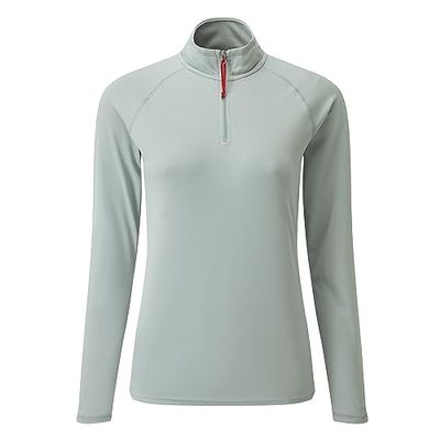Gill Womens Long Sleeve UV Tec Zip Top - Lightweight, Quick Drying & 50+ UV Protection (Medium Grey, 8)