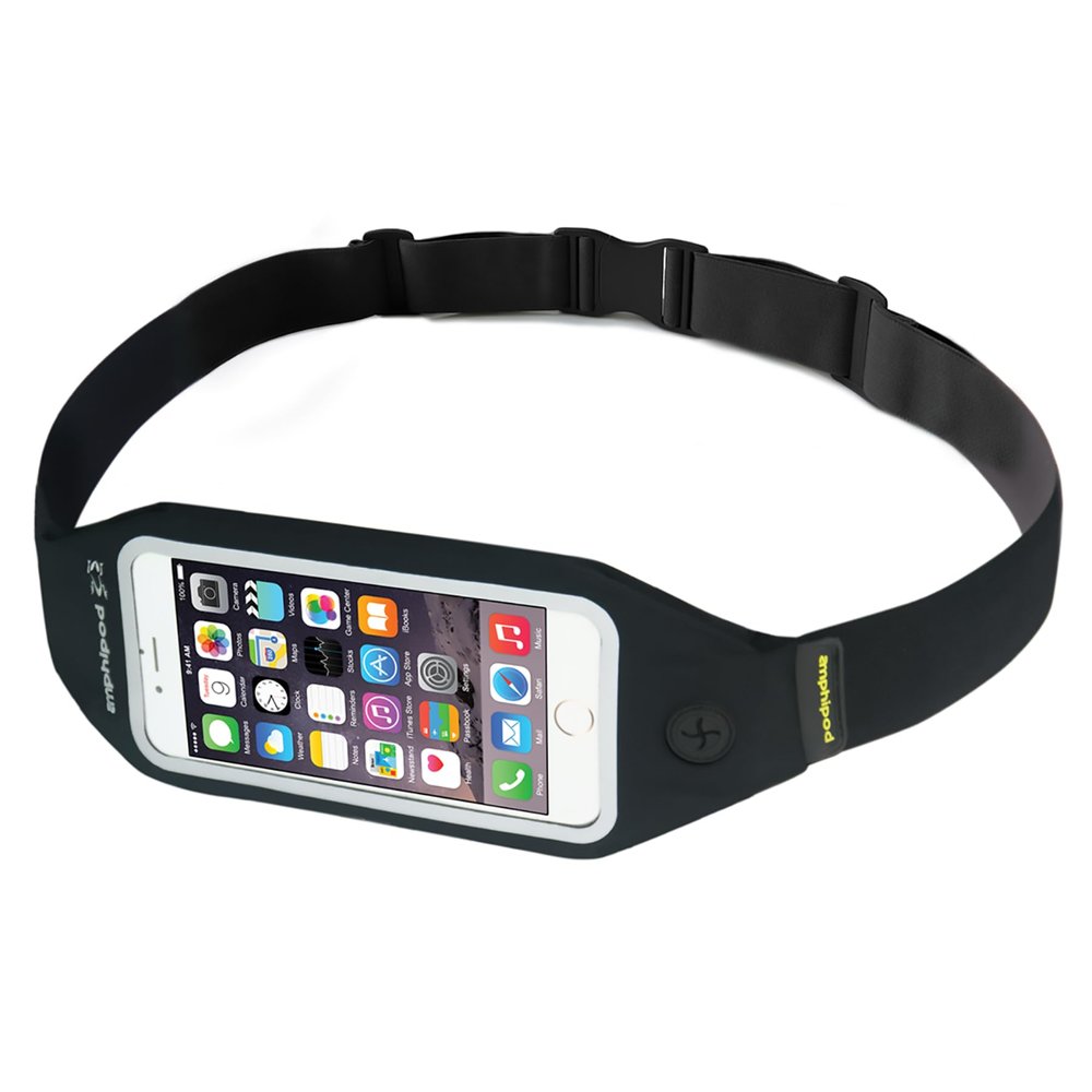 Amphipod SmartView Waistpack, Touch-Screen Phone Compatible Storage for Running, Jogging & Walking, Men & Women - Black - XL