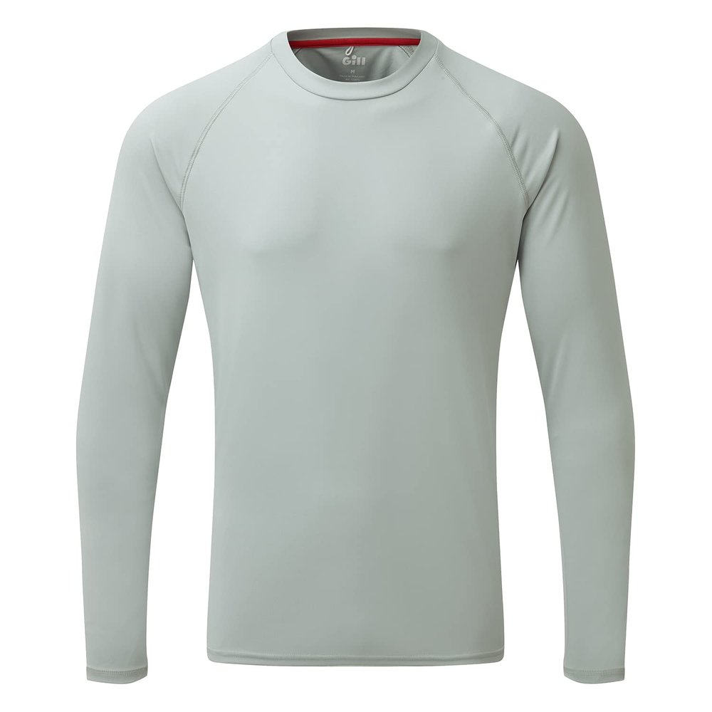Gill Mens UV Tec Long Sleeve T-Shirt Top - 50+ UPF Sun Protection, Lightweight & Quick-Dry (Medium Grey, S)
