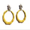Clip-on Earrings Bamboo Hoop Earrings Assorted Colors 3 inch (Yellow) view 1
