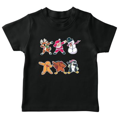 lepni.me Kids T-Shirt Christmas Dab - Dabbing Santa Claus Deer Snowman (12-13 Years Black Multi Color)