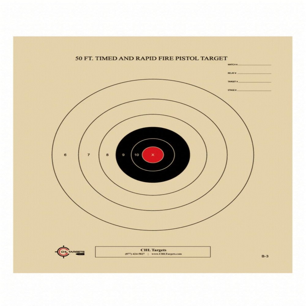 50 Foot Timed and Rapid Official NRA Target B-3 (Red, 100)