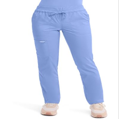 Cherokee Scrubs for Women Mid Rise Tapered Leg Drawstring Pant with 5 Pockets, Cargo Bottom with 2 Way Stretch Fabric - WW105, XS, Ciel Blue