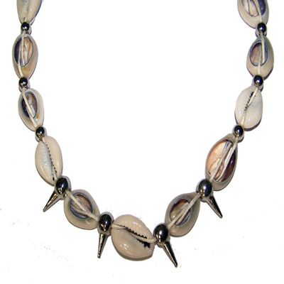 1 REAL COW SHELL NECKLACE/CHOKER WITH SPIKES - CLOSEOUT SALE