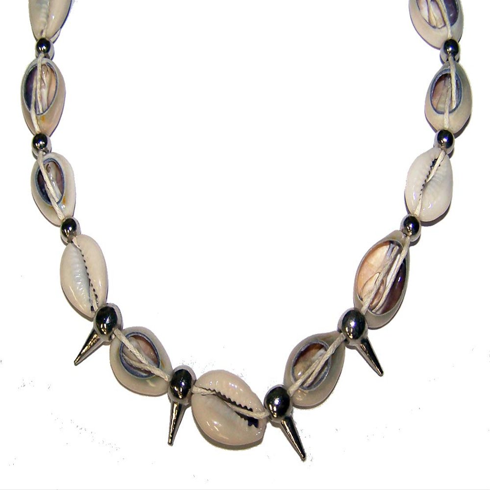 1 REAL COW SHELL NECKLACE/CHOKER WITH SPIKES - CLOSEOUT SALE